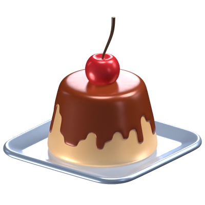 Pudding On A Plate 3D Icon 3D Graphic