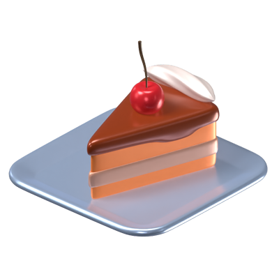 Slice Of Cake With A Cherry Topping 3D Icon 3D Graphic