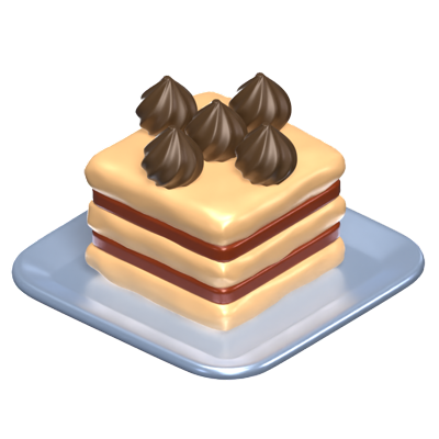 3D Tiramisu Dessert Icon Model 3D Graphic