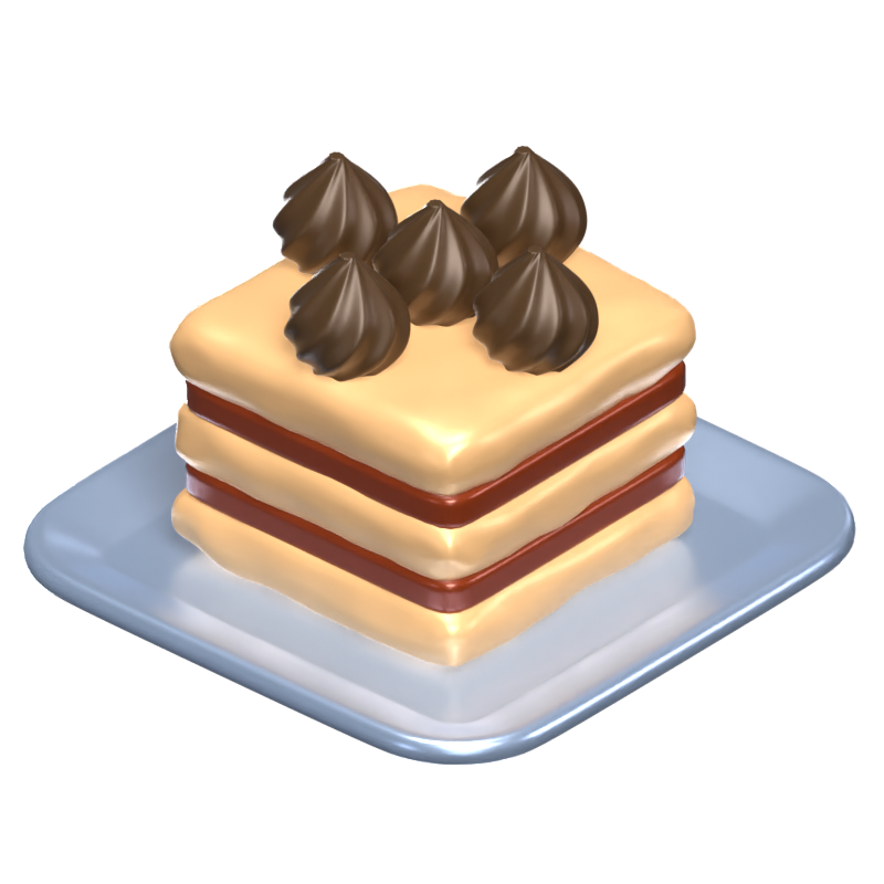 3D Tiramisu Dessert Icon Modell