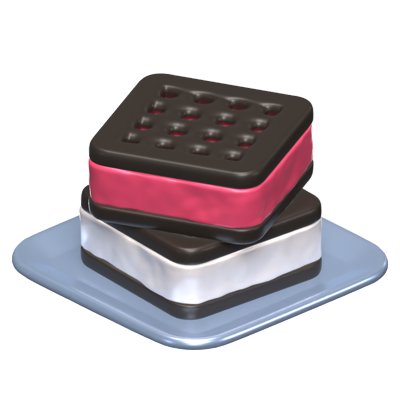 Two Sandwich Ice Creams 3D Icon 3D Graphic