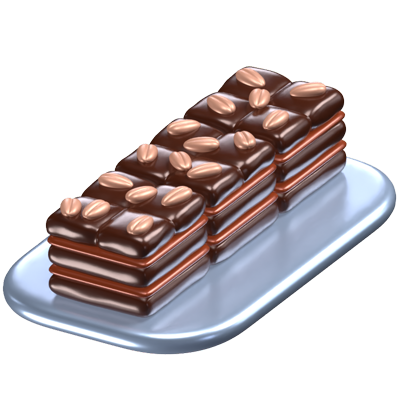 Brownies 3D Icon Model On A Tray 3D Graphic