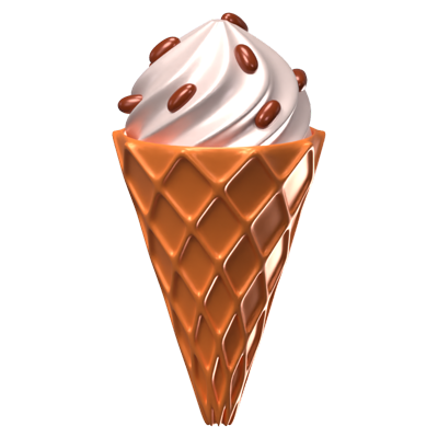 Ice Cream With Choco Chips Topping 3D Graphic