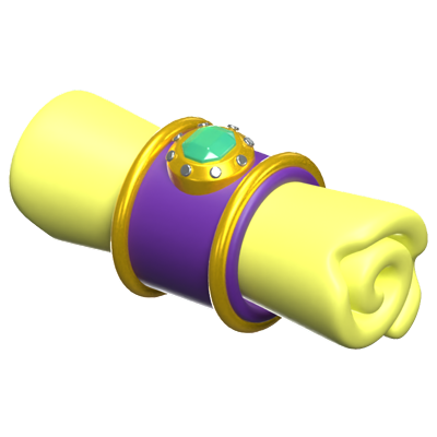 Rolled Paper 3D Icon Model With Gem 3D Graphic