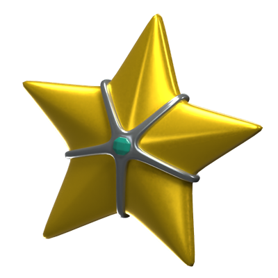 Star 3D Icon Model With Gem 3D Graphic