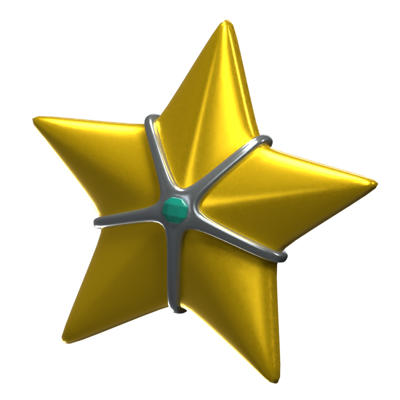 Star 3D Icon Model With Gem