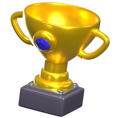 3D Game Trophy Icon Model With Gem 3D Graphic