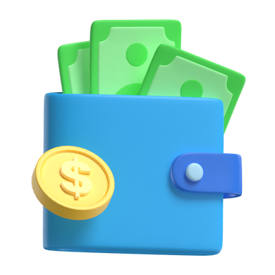 A Wallet Containing Banknotes And Coins 3D Scene 3D Graphic