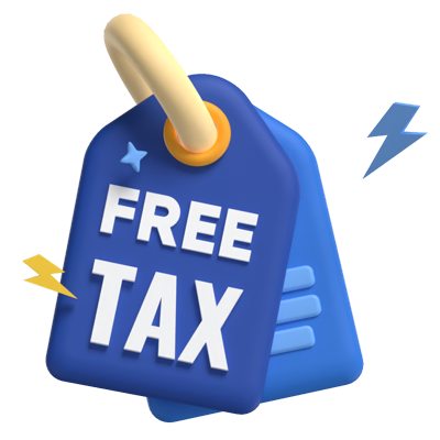 free tax tag con truenos y estrella alrededor escena 3d 3D Graphic