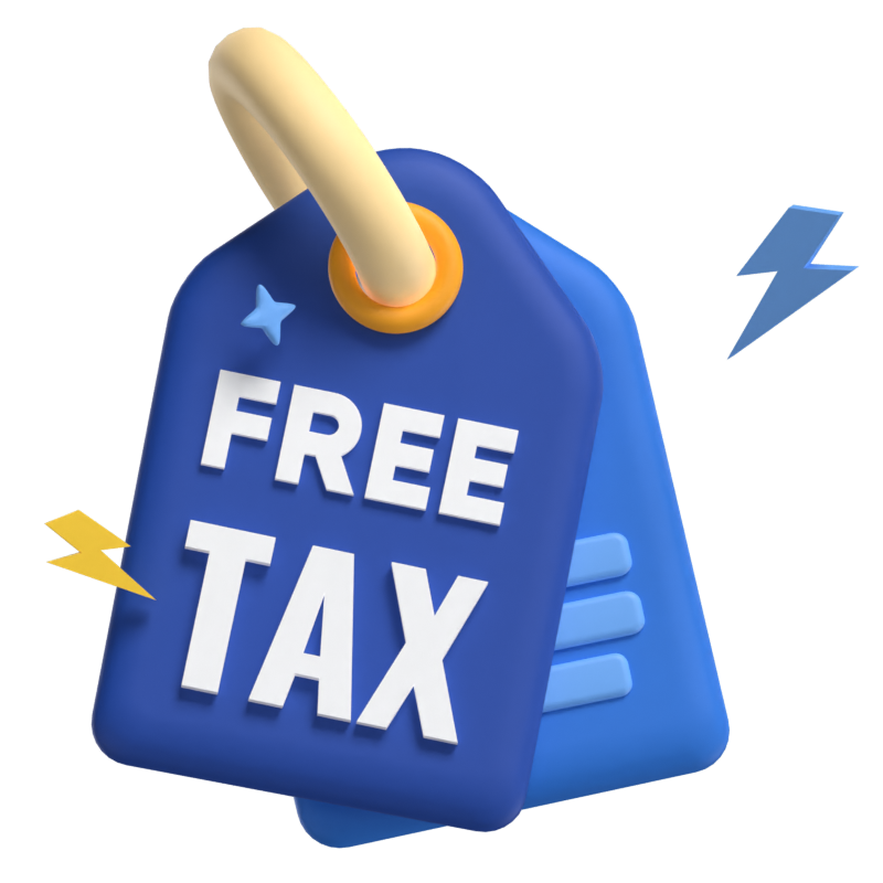 Free Tax Tag With Thunders And Star Around 3D Scene 3D Illustration