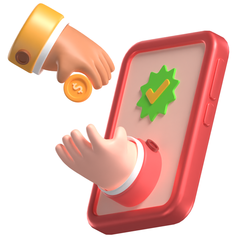 Payment Apps With Phone And Hand 3D Scene 3D Illustration