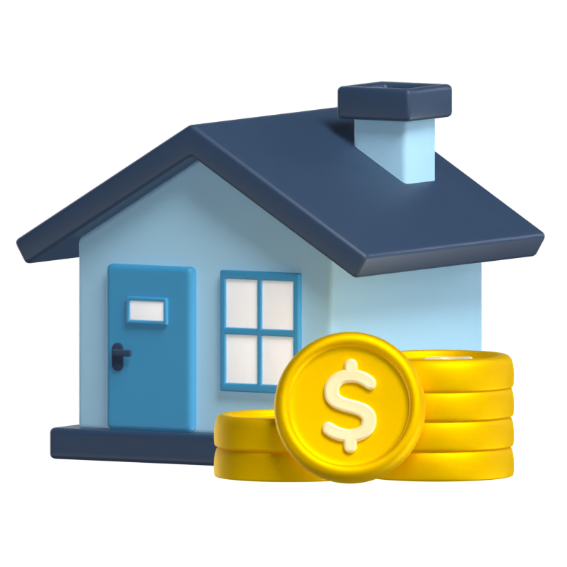 Property Investment With House And Coins 3D Scene Illustration 3D Illustration