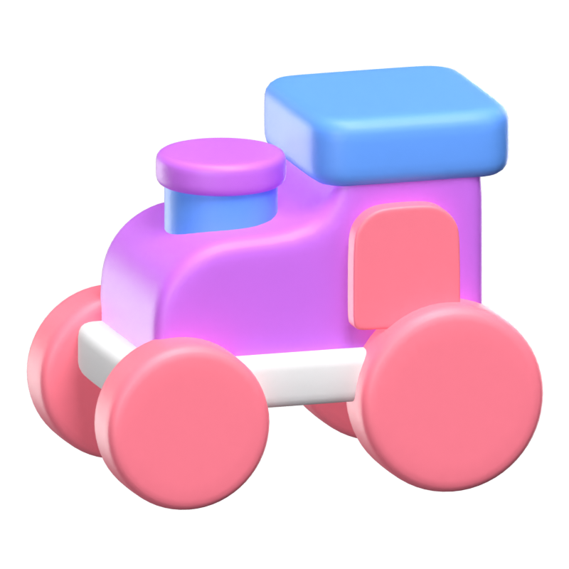 Modelo en 3D del icono de un tren de juguete