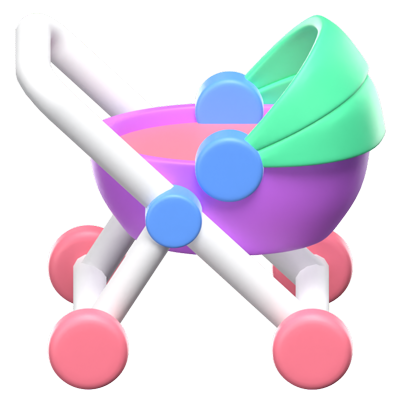 3D Baby Stroller Icon 3D Graphic