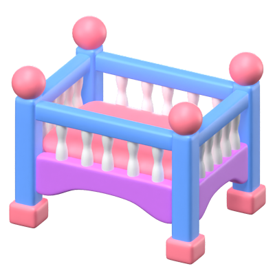 3D Baby Crib Icon Model 3D Graphic