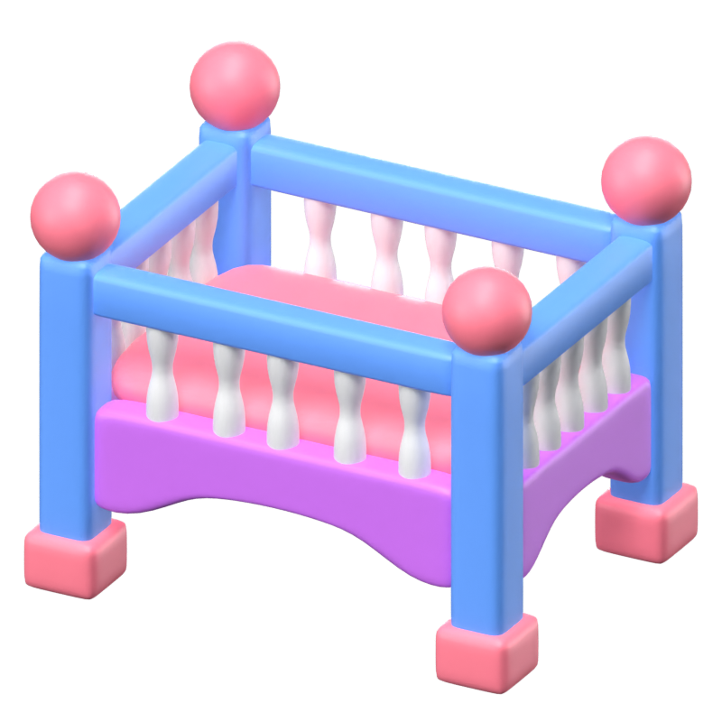 3D Baby Crib Icon Model