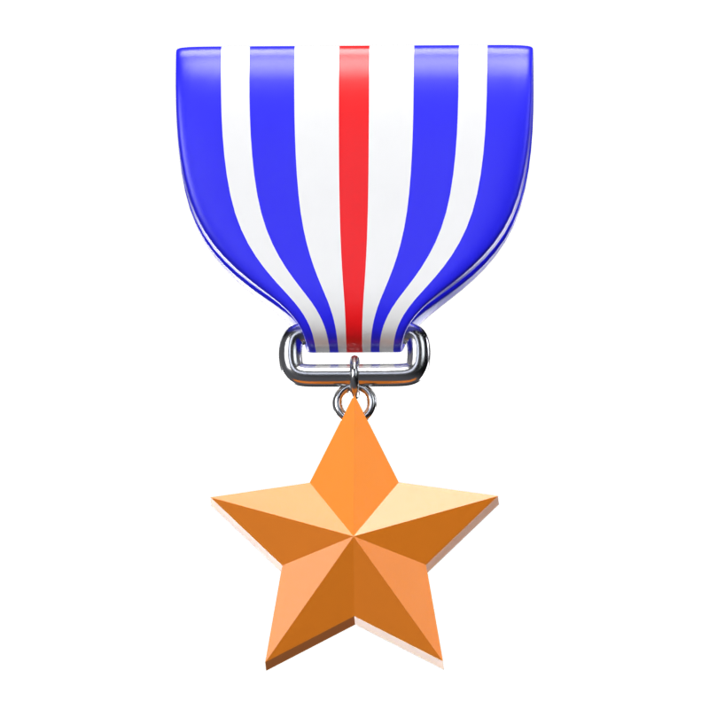 Medalha militar americana 3D com estrela