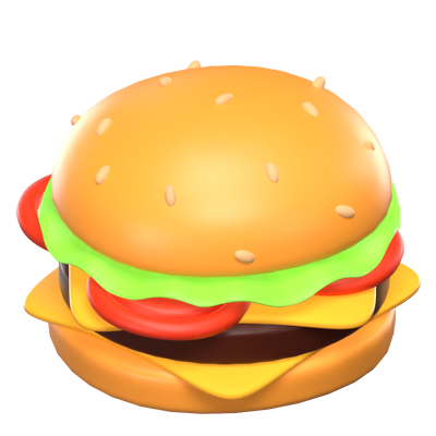 3D Burger Food Icon Model 3D Graphic