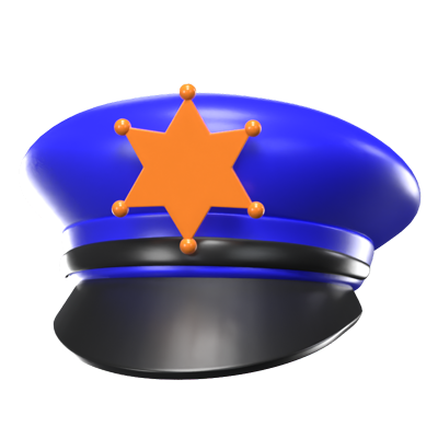 3D Police Hat With Star Badge 3D Graphic