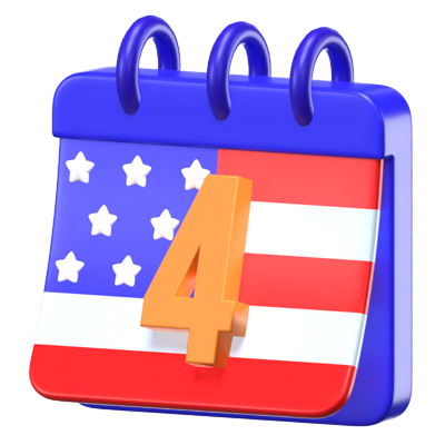 3D American Independence Day Calendar 3D Graphic