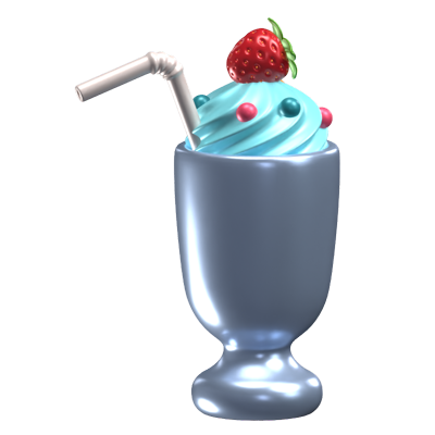 Milkshake With Strawberry Topping 3D Icon 3D Graphic