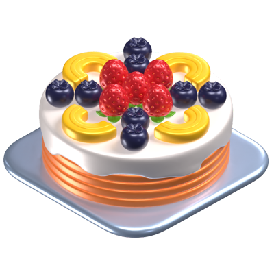 Fruit Cake 3D Icon 3D Graphic