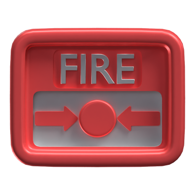 3D Emergency Fire Button 3D Graphic