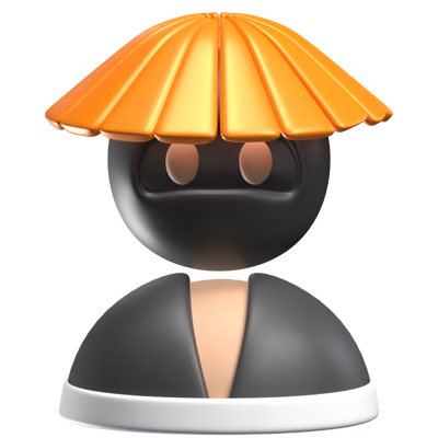 3D Ninja With Hat 3D Graphic