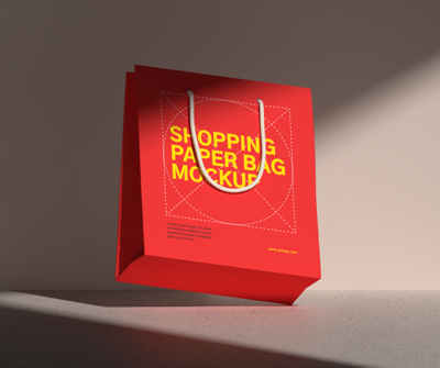 Shopping Paper Bag Mockup With Minimalist Background 3D Mockup 3D Template