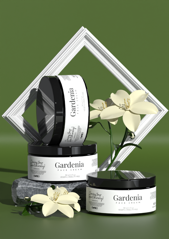 3D Mockup Cosmetics With Picture Frame And Flowers