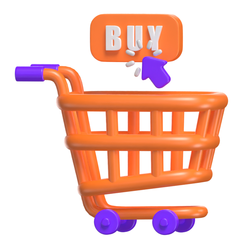 Digital Shopping Cart For Online Purchases 3D Scene 3D Illustration