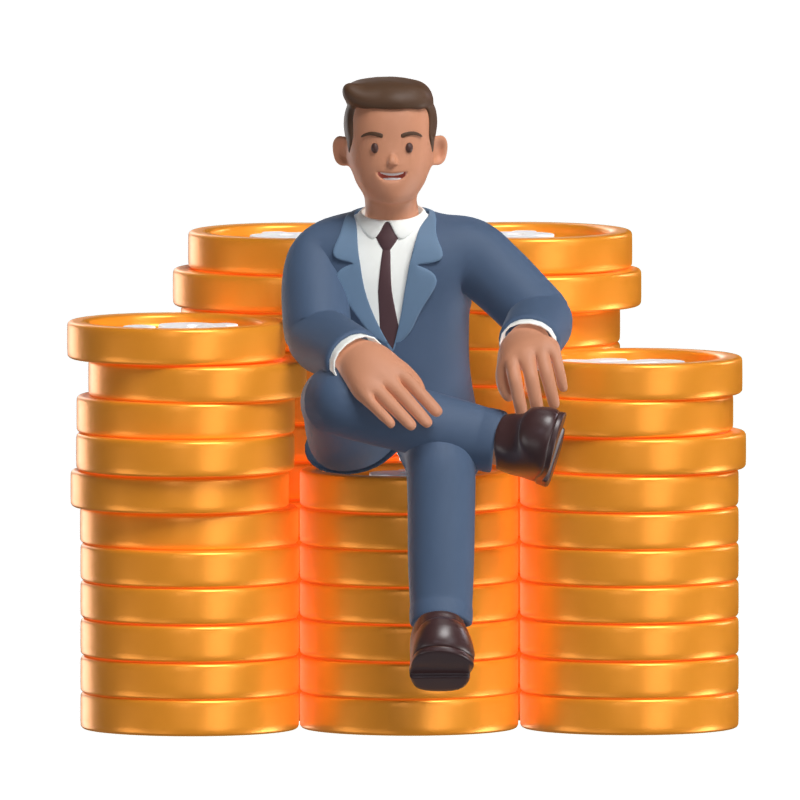 Achieving Financial Freedom Through Business Success 3D Scene 3D Illustration