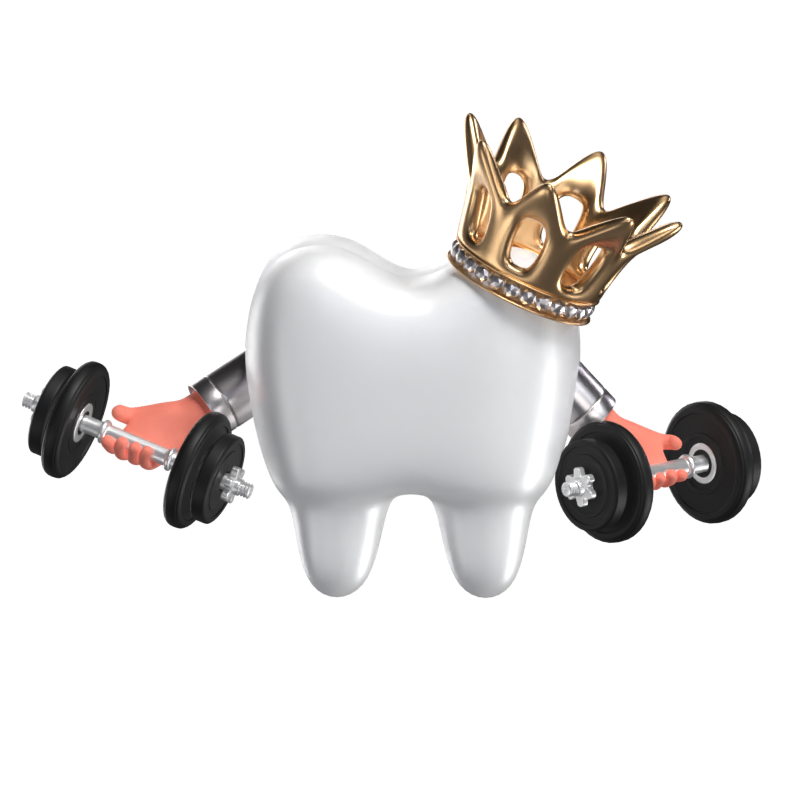 Healthy Tooth With Crown 3D Scene 3D Illustration