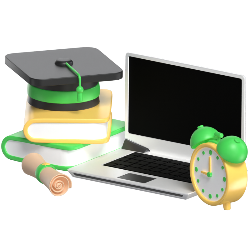 Online Education Experience 3D Scene 3D Illustration