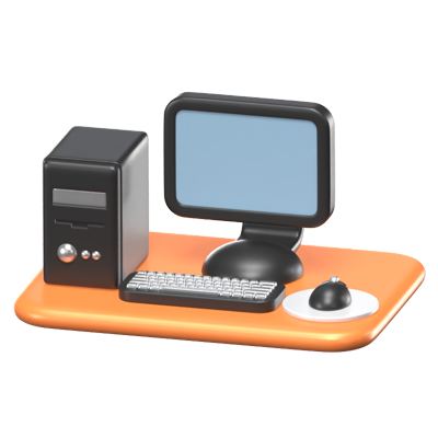 A Desk Of Computer Set 3D Icon 3D Graphic