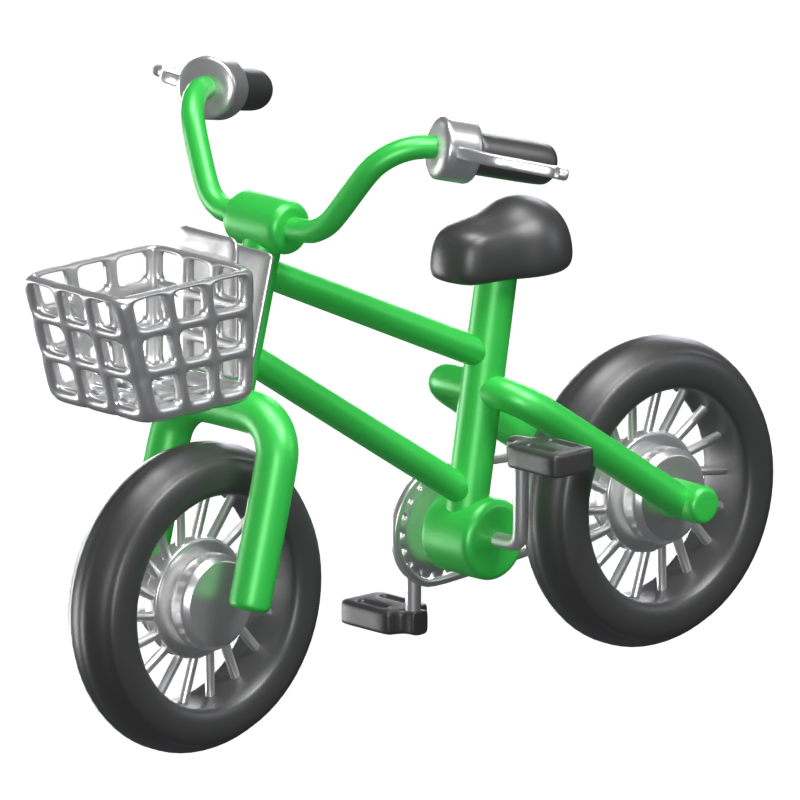 Bicicleta 3D com cesta frontal 3D Graphic