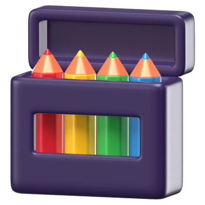 Color Pencil In A Compartment 3D Icon Model 3D Graphic