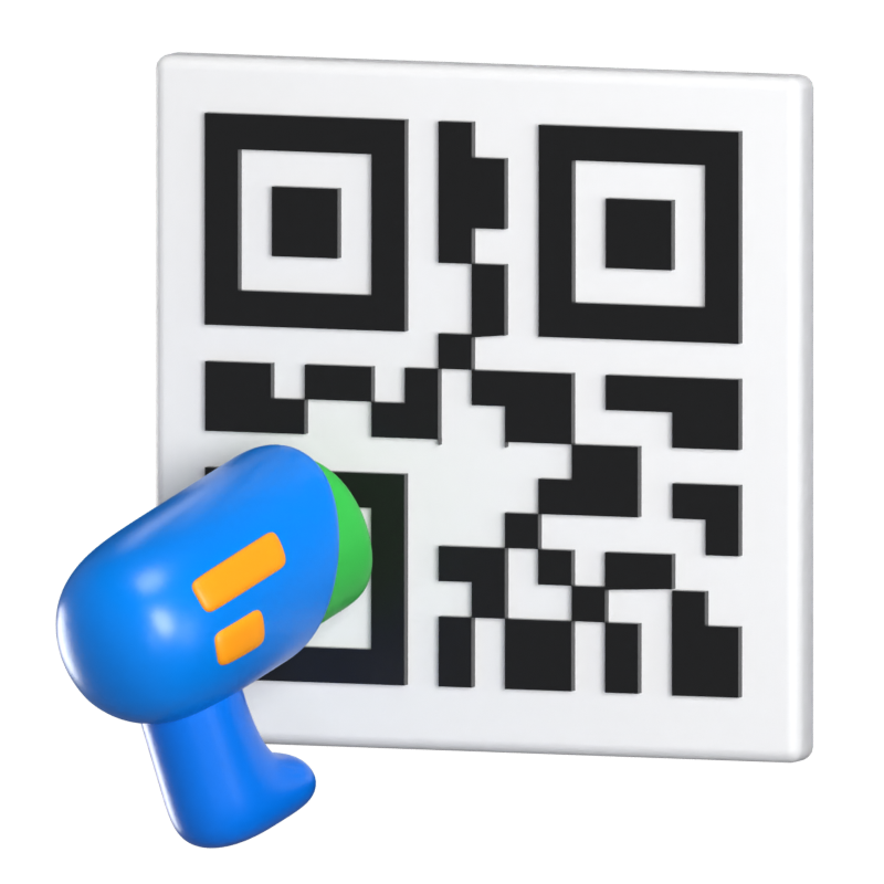 Código QR Icono animado en 3D 3D Graphic