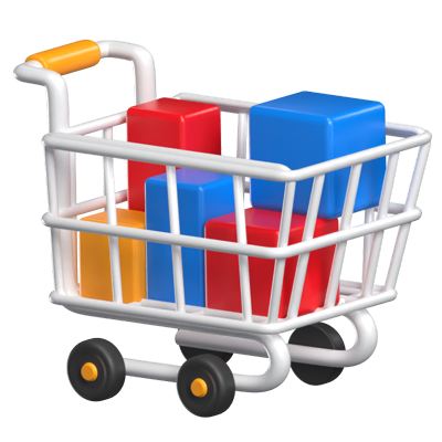 Shopping Cart 3D Animated Icon 3D Graphic