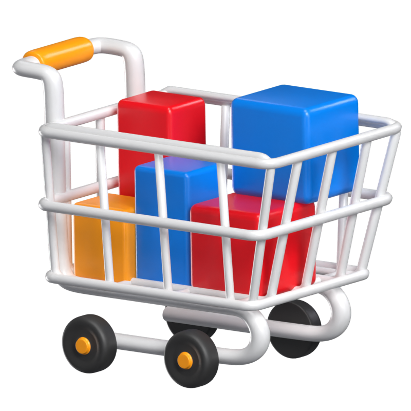 Shopping Cart 3D Animated Icon 3D Graphic