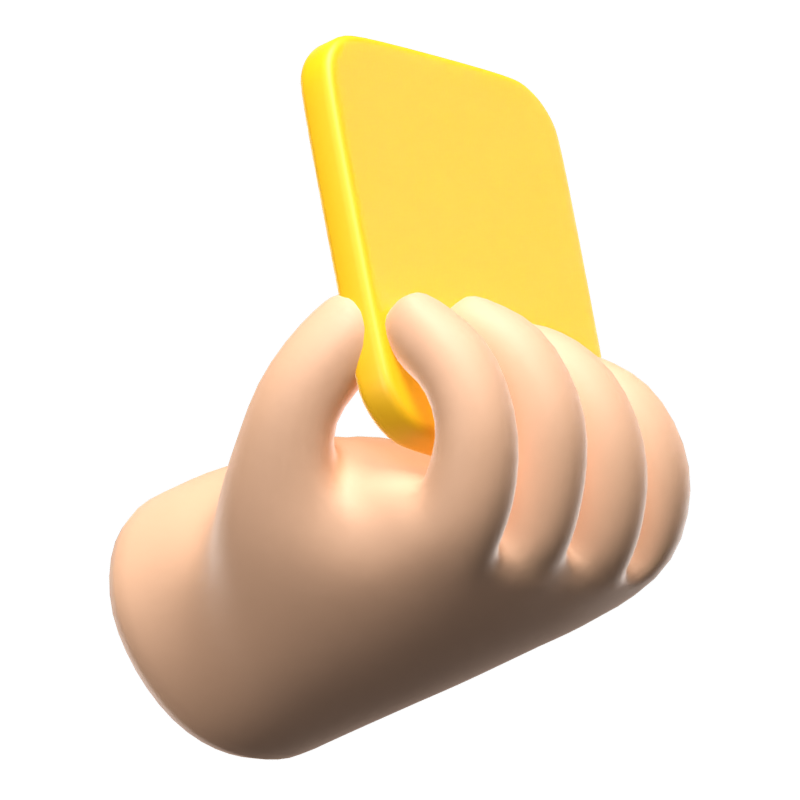 3D Hand Holding Yellow Card