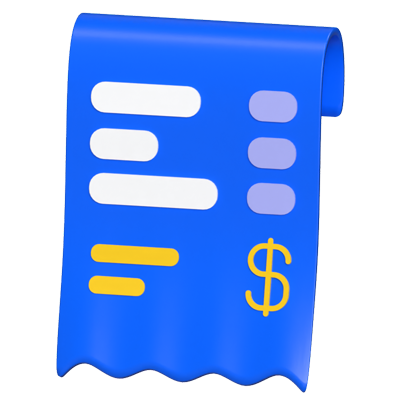 Receipt 3D Animated Icon 3D Graphic