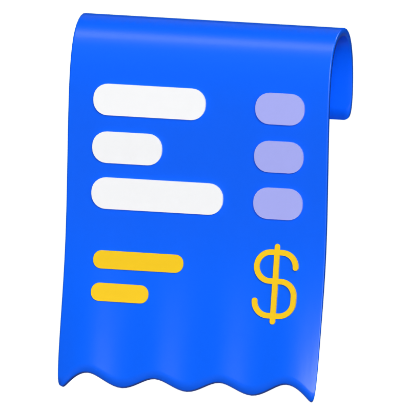 Receipt 3D Animated Icon 3D Graphic