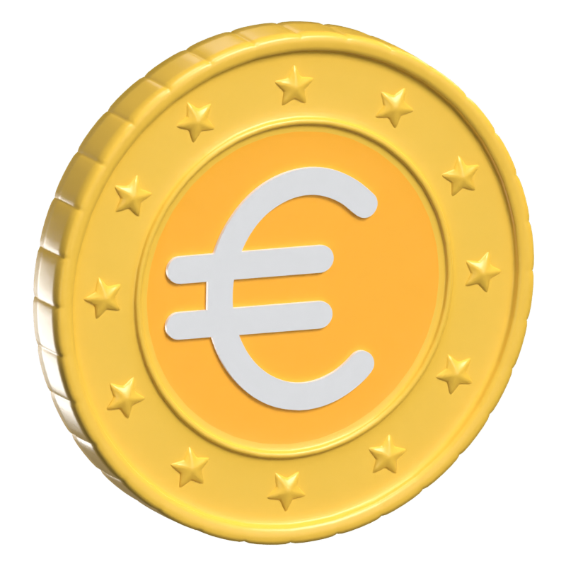 Símbolo de moneda de euro Icono animado en 3D 3D Graphic