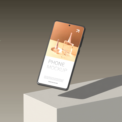 3D Mockup For Phone Product On The Plain Base With Minimalist Style 3D Template