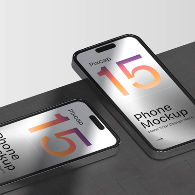 Two Phones 3D Mockup Minimalist Elegant Set Up 3D Template
