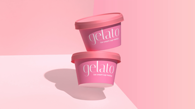 Pink Gelato Cups On Minimalist Pink Background 3D Mockup 3D Template