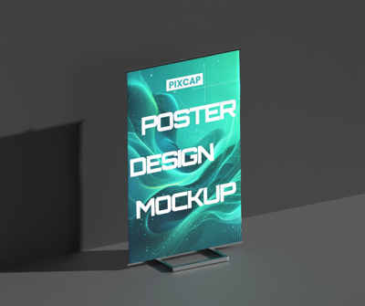 Static Poster 3D Mockup With Minimalist Background 3D Template
