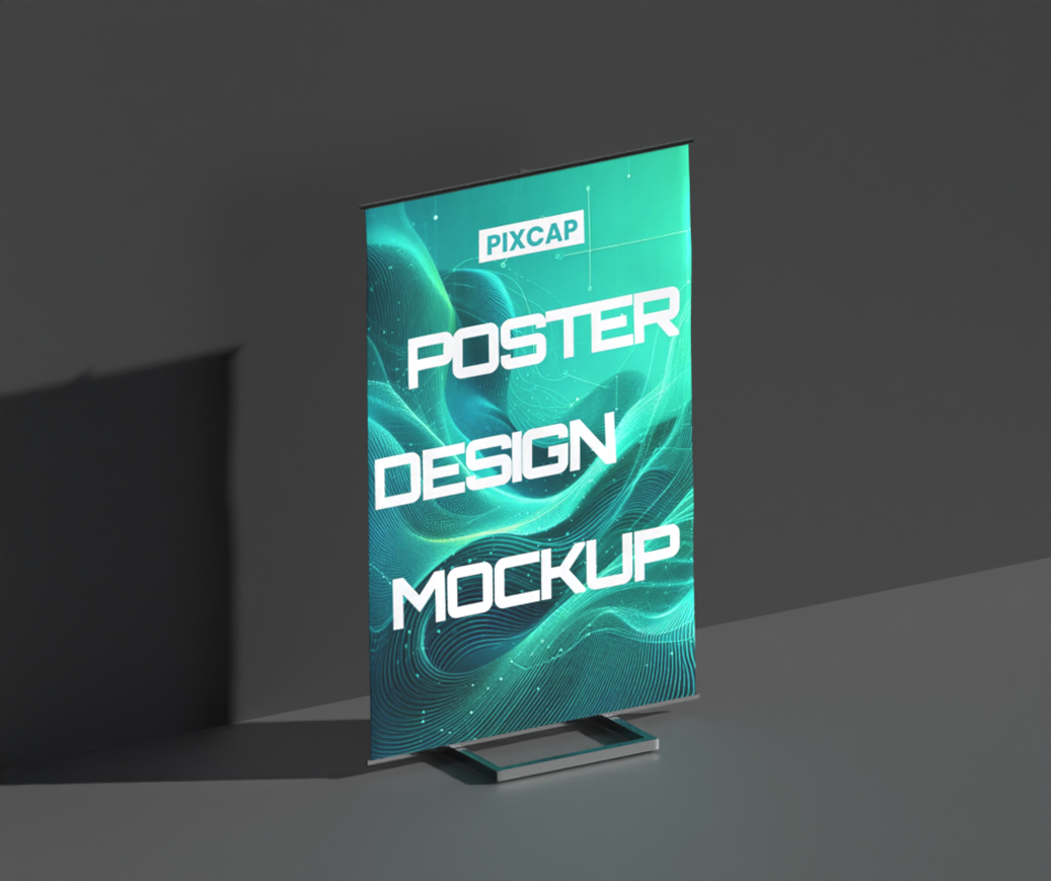 Static Poster 3D Mockup With Minimalist Background