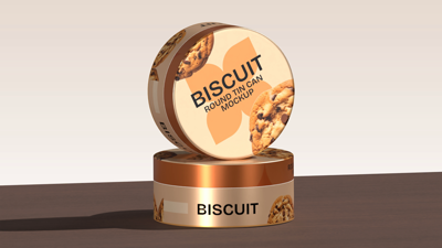 Biscuit Metallic Cans 3D Mockup 3D Template